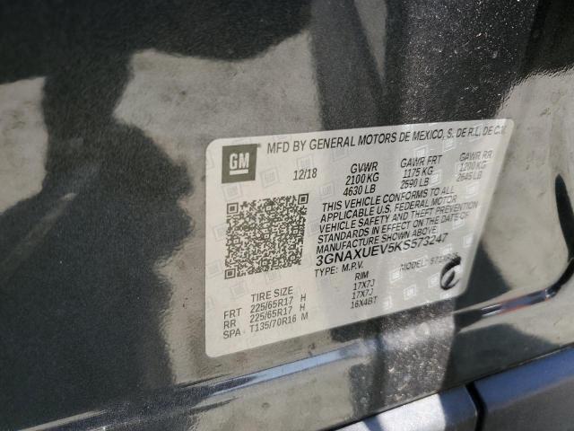 3GNAXUEV5KS573247 - 2019 CHEVROLET EQUINOX LT GRAY photo 12