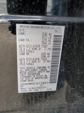 5N1AR2MM3DC673805 - 2013 NISSAN PATHFINDER S BLACK photo 14