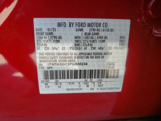 1FM5K8GC3PGB00234 - 2023 FORD EXPLORER ST RED photo 14