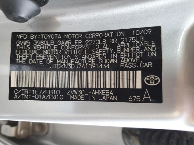 JTDKN3DU7A1091434 - 2010 TOYOTA PRIUS SILVER photo 12