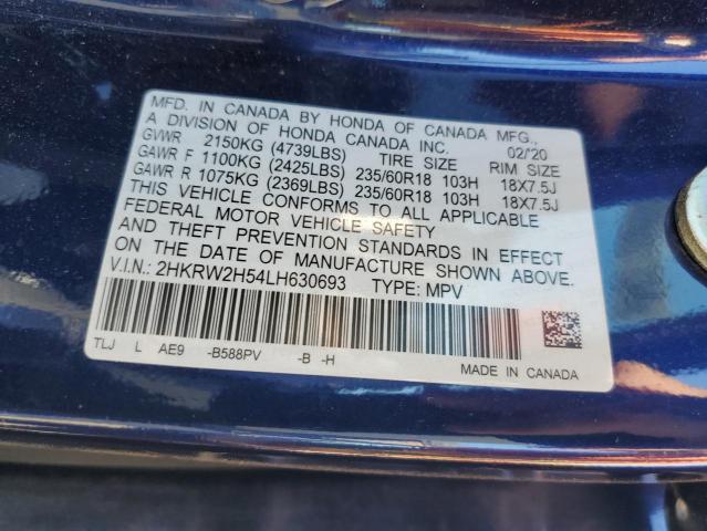 2HKRW2H54LH630693 - 2020 HONDA CR-V EX BLUE photo 12