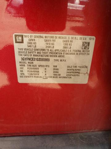 3GYFNCE31GS565869 - 2016 CADILLAC SRX PERFORMANCE COLLECTION Қызыл фото 12