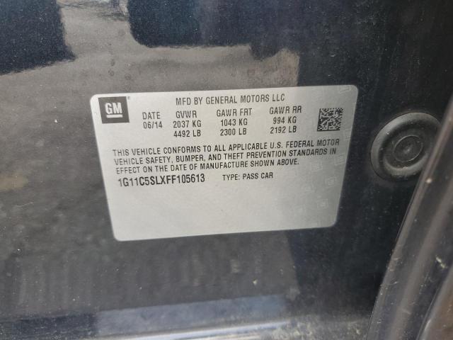 1G11C5SLXFF105613 - 2015 CHEVROLET MALIBU 1LT BLACK photo 12