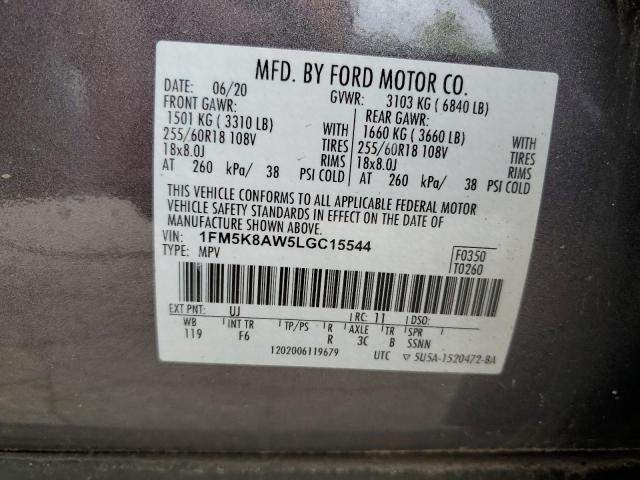 1FM5K8AW5LGC15544 - 2020 FORD EXPLORER POLICE INTERCEPTOR GRAY photo 14