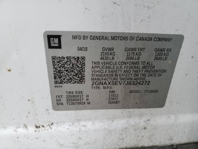 2GNAXSEV7J6324272 - 2018 CHEVROLET EQUINOX LT 白色 照片 13