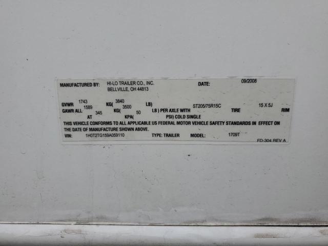 1H0T2TG159A059110 - 2009 HOLIDAY RAMBLER TRAILER WHITE photo 10