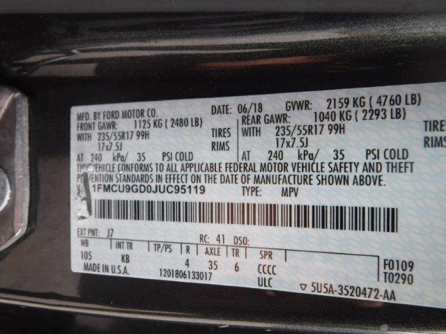 1FMCU9GD0JUC95119 - 2018 FORD ESCAPE SE Графитовый фото 12