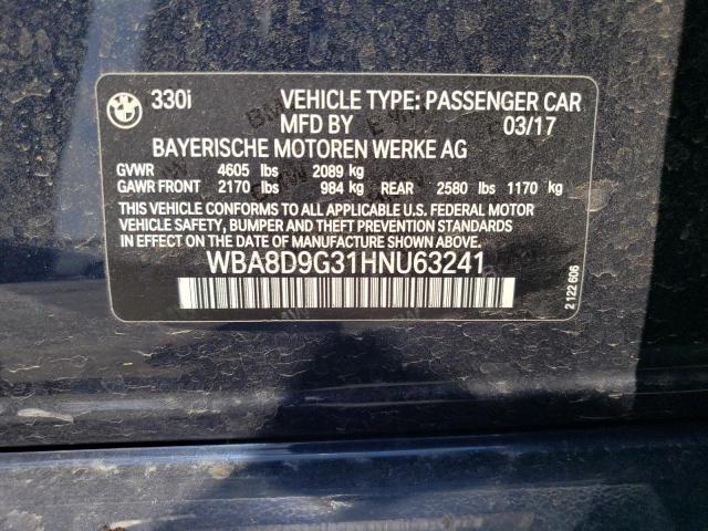 WBA8D9G31HNU63241 - 2017 BMW 330 XI أزرق صورة 12