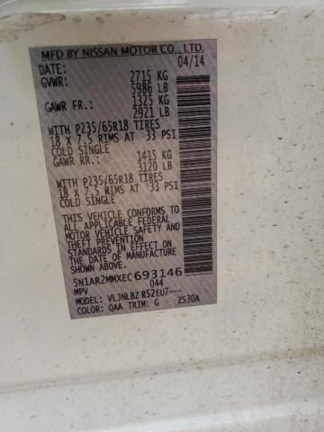 5N1AR2MMXEC693146 - 2014 NISSAN PATHFINDER S أبيض صورة 13