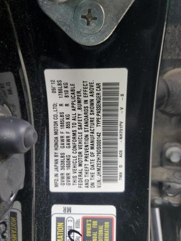 JHMZE2H79DS000142 - 2013 HONDA INSIGHT EX BLACK photo 12