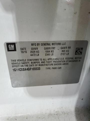 1G11C5SA4GF165533 - 2016 CHEVROLET MALIBU LIM LT 白色 照片 12