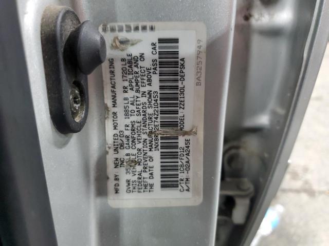 1NXBR32E74Z210453 - 2004 TOYOTA COROLLA CE 银色 照片 12