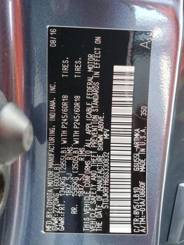 5TDJKRFH6GS330832 - 2016 TOYOTA HIGHLANDER XLE GRAY photo 13