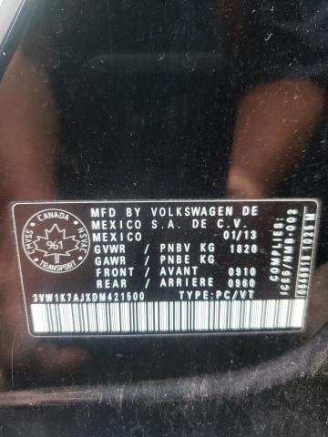 3VW1K7AJXDM421500 - 2013 VOLKSWAGEN JETTA BASE Noir photo 12