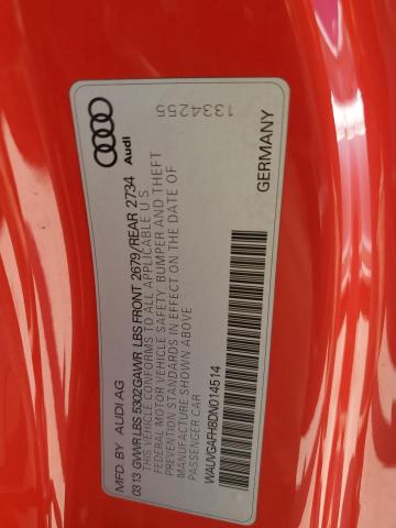 WAUVGAFH8DN014514 - 2013 AUDI S5 PRESTIGE 红色 照片 12