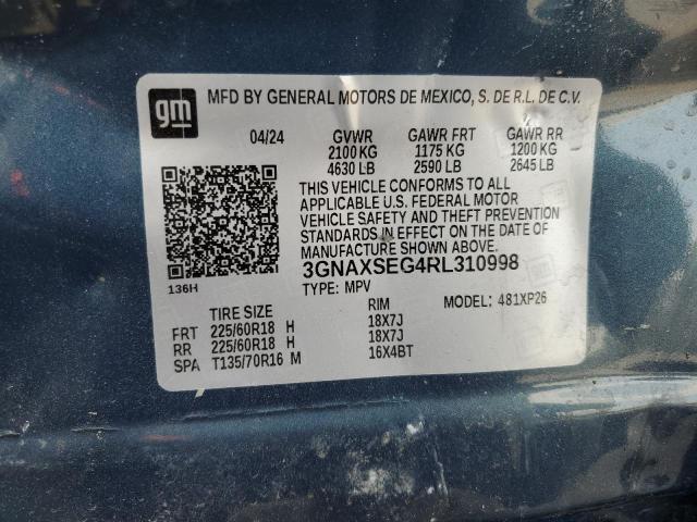 3GNAXSEG4RL310998 - 2024 CHEVROLET EQUINOX LS BLUE photo 13