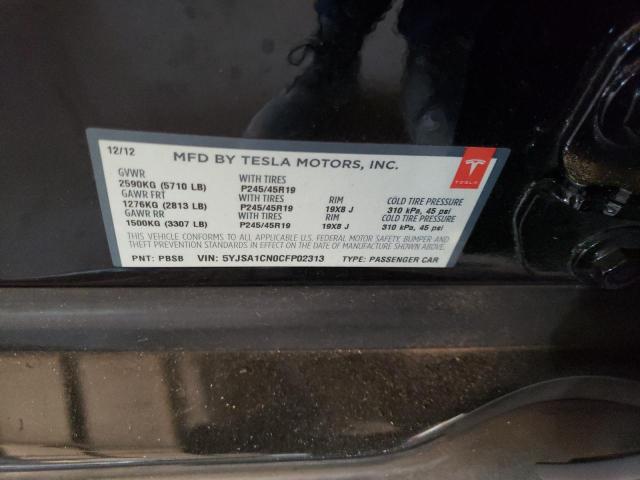 5YJSA1CN0CFP02313 - 2012 TESLA MODEL S Սև լուսանկար 12