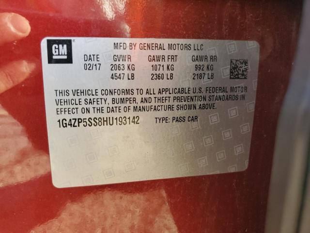1G4ZP5SS8HU193142 - 2017 BUICK LACROSSE ESSENCE RED photo 12