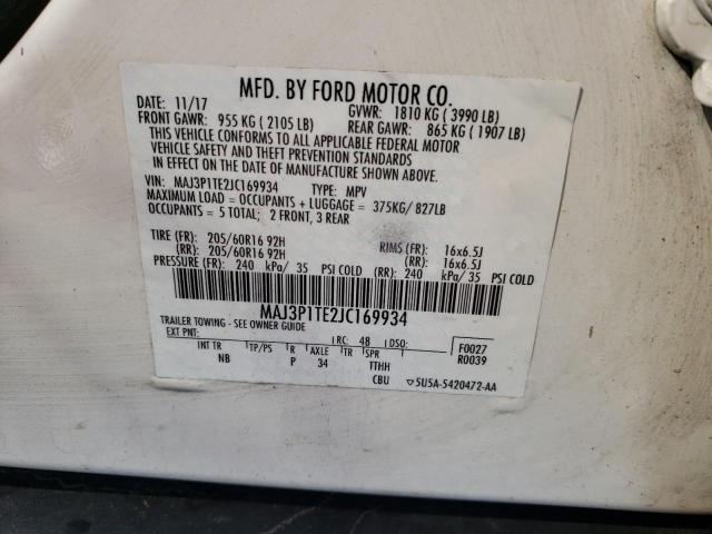 MAJ3P1TE2JC169934 - 2018 FORD ECOSPORT SE Blanco foto 13