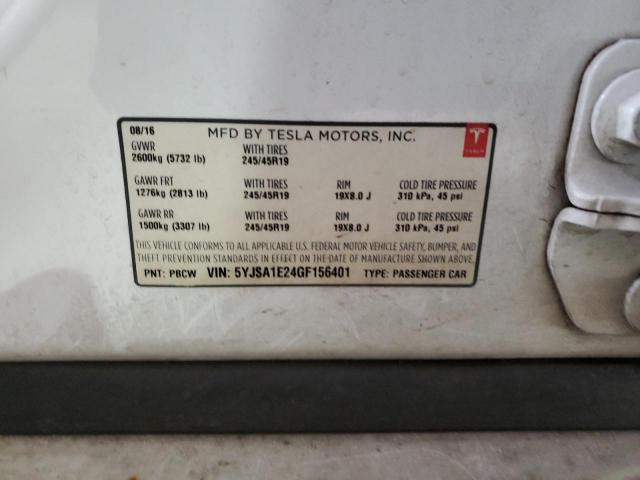 5YJSA1E24GF156401 - 2016 TESLA MODEL S Білий фото 12
