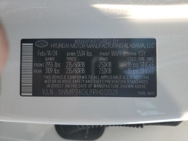 5NMP24GL9RH012029 - 2024 HYUNDAI SANTA FE SEL WHITE photo 13