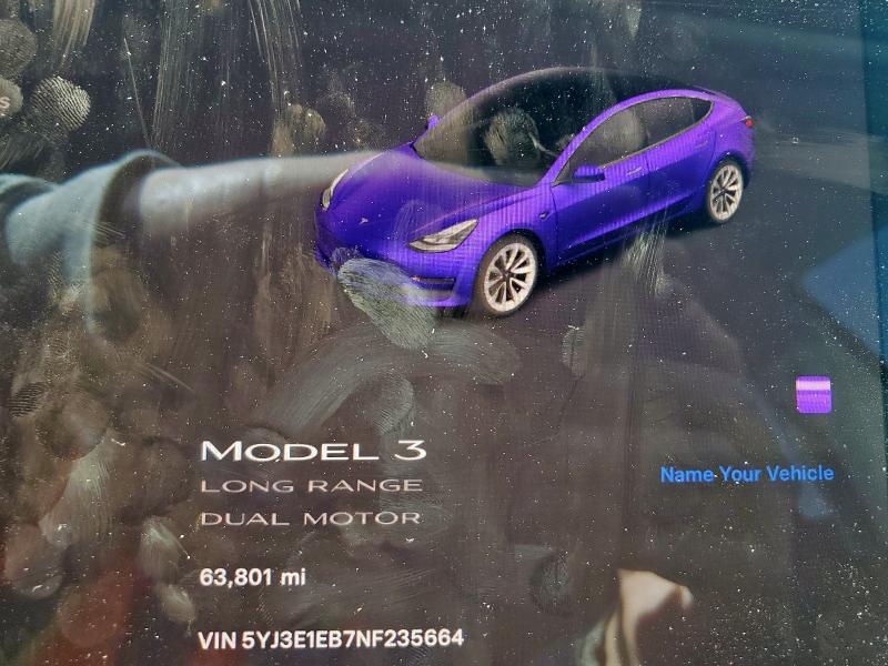 5YJ3E1EB7NF235664 - 2022 TESLA MODEL 3 Mavi foto 9