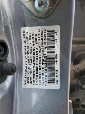 19XFC1F77GE038287 - 2016 HONDA CIVIC EXL SILVER photo 12