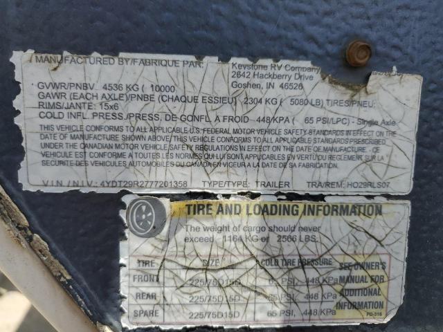 4YDT29R2777201358 - 2007 KEYSTONE HORNET TWO TONE photo 10