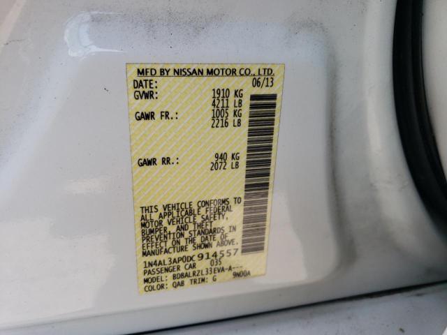 1N4AL3AP0DC914557 - 2013 NISSAN ALTIMA 2.5 WHITE photo 12