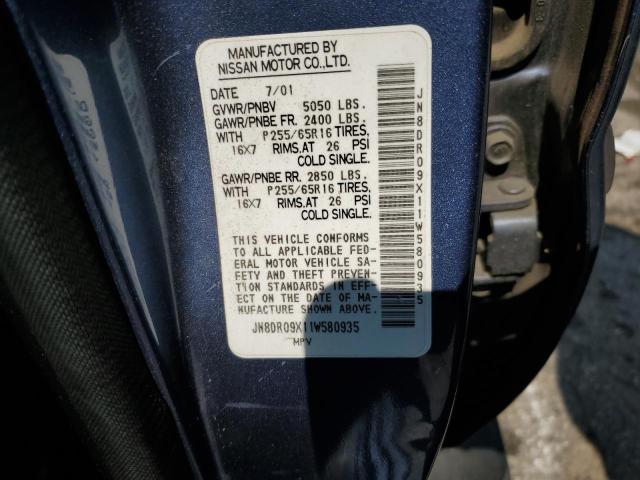 JN8DR09X11W580935 - 2001 NISSAN PATHFINDER LE 蓝色 照片 13