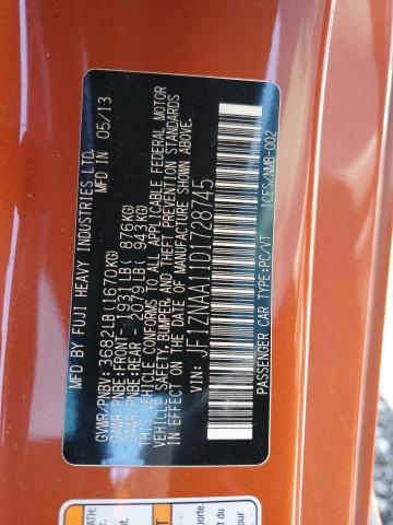 JF1ZNAA11D1728745 - 2013 TOYOTA SCION FR-S ORANGE photo 12