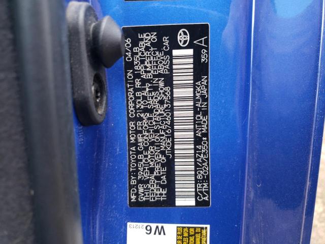 JTKDE167460137568 - 2006 TOYOTA SCION TC Mavi foto 12