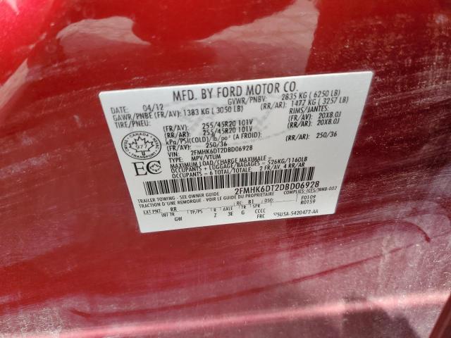 2FMHK6DT2DBD06928 - 2013 FORD FLEX LIMITED RED photo 14