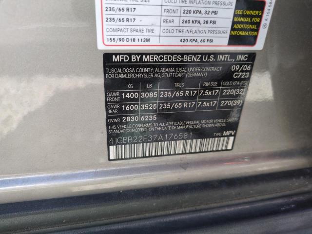 4JGBB22E37A176581 - 2007 MERCEDES-BENZ ML 320 CDI GRAY photo 12