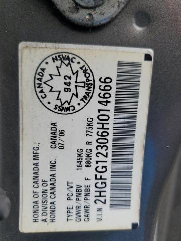 2HGFG12306H014666 - 2006 HONDA CIVIC DX VP Grau Foto 12