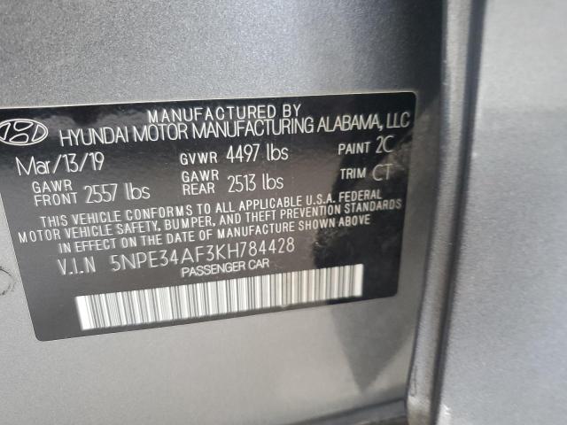 5NPE34AF3KH784428 - 2019 HYUNDAI SONATA LIMITED GRAY photo 12