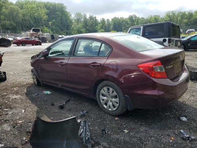 19XFB2F55CE110394 - 2012 HONDA CIVIC LX BURGUNDY photo 2
