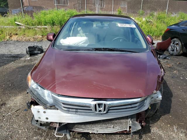 19XFB2F55CE110394 - 2012 HONDA CIVIC LX BURGUNDY photo 5