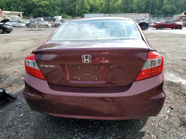 19XFB2F55CE110394 - 2012 HONDA CIVIC LX BURGUNDY photo 6