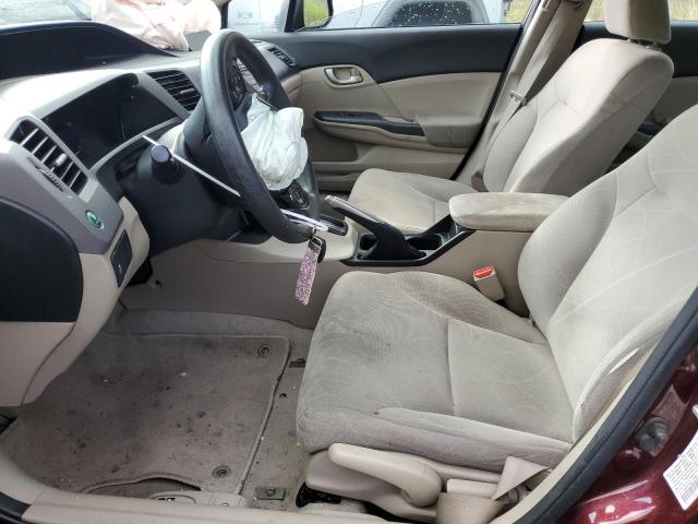 19XFB2F55CE110394 - 2012 HONDA CIVIC LX BURGUNDY photo 7