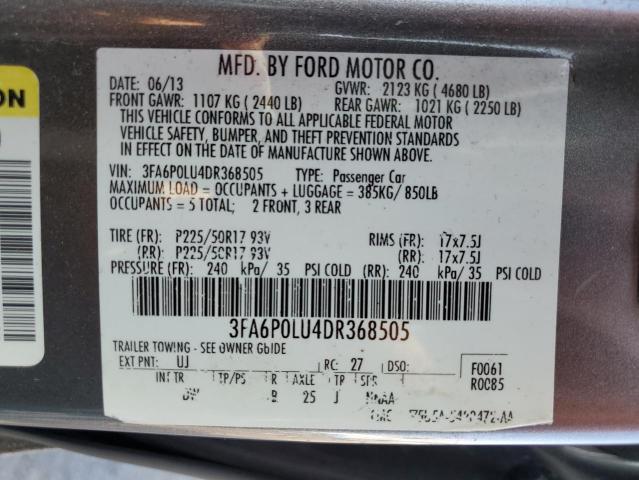 3FA6P0LU4DR368505 - 2013 FORD FUSION SE HYBRID GRAY photo 13