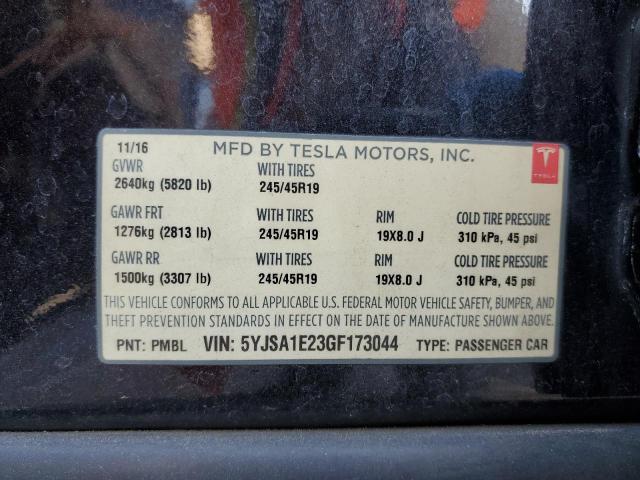 5YJSA1E23GF173044 - 2016 TESLA MODEL S CHARCOAL photo 12