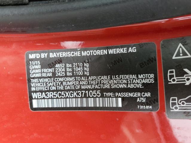 WBA3R5C5XGK371055 - 2016 BMW 435 XI RED photo 12