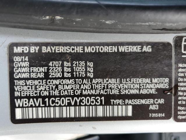 WBAVL1C50FVY30531 - 2015 BMW X1 XDRIVE28I SILVER photo 12