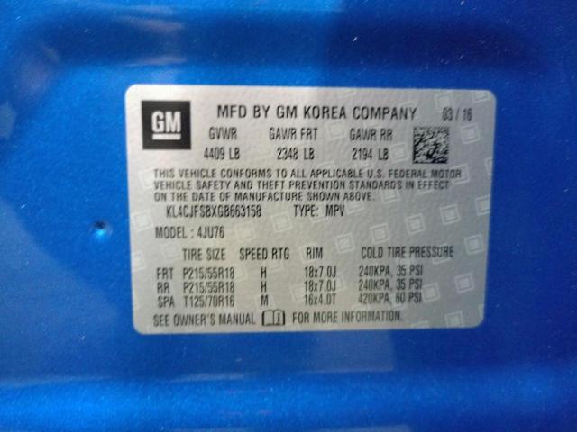 KL4CJFSBXGB663158 - 2016 BUICK ENCORE CONVENIENCE 蓝色 照片 13