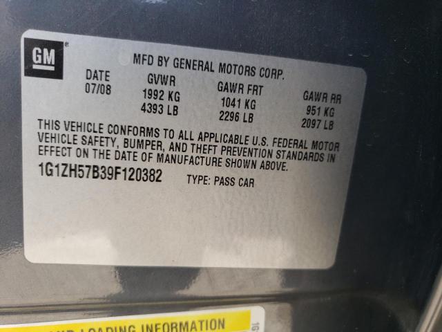 1G1ZH57B39F120382 - 2009 CHEVROLET MALIBU 1LT GRAY photo 12