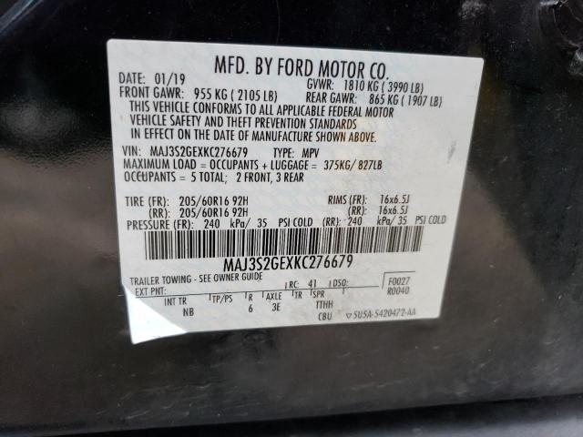 MAJ3S2GEXKC276679 - 2019 FORD ECOSPORT SE BLACK photo 14
