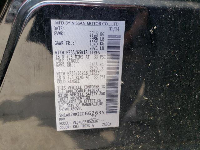 5N1AR2MM2EC662635 - 2014 NISSAN PATHFINDER S BLACK photo 13