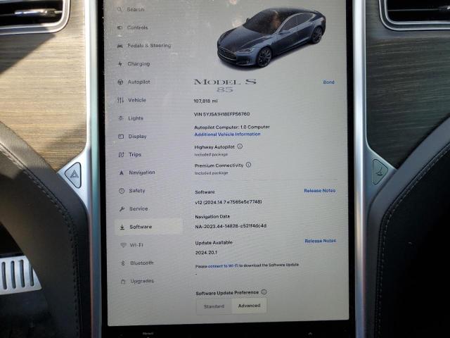 5YJSA1H18EFP56760 - 2014 TESLA MODEL S ნაცრისფერი ფოტო 9