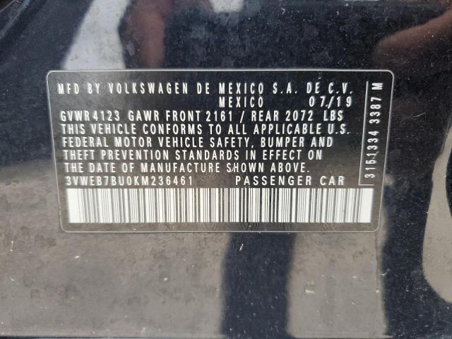 3VWEB7BU0KM236461 - 2019 VOLKSWAGEN JETTA SEL 黑色 照片 12